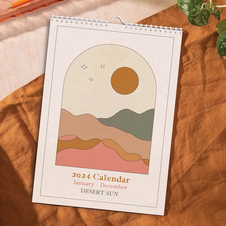 Illustrated desert sun calendar