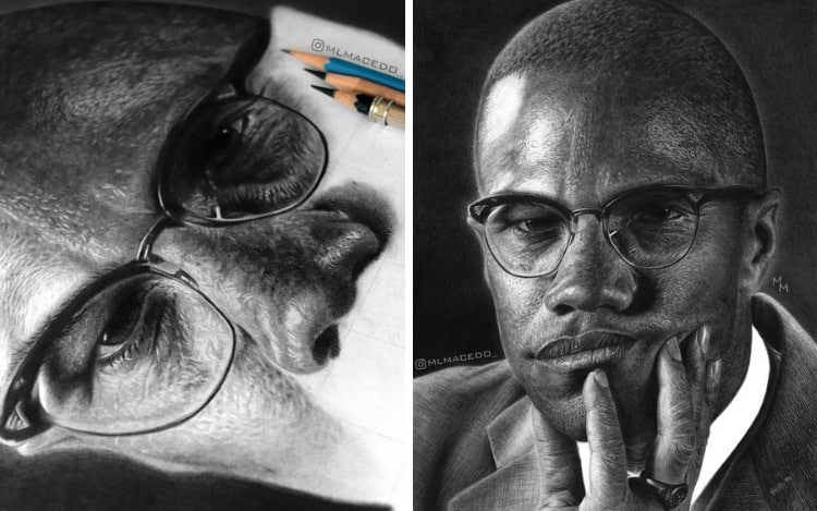 Realistic Drawing of Malcolm X