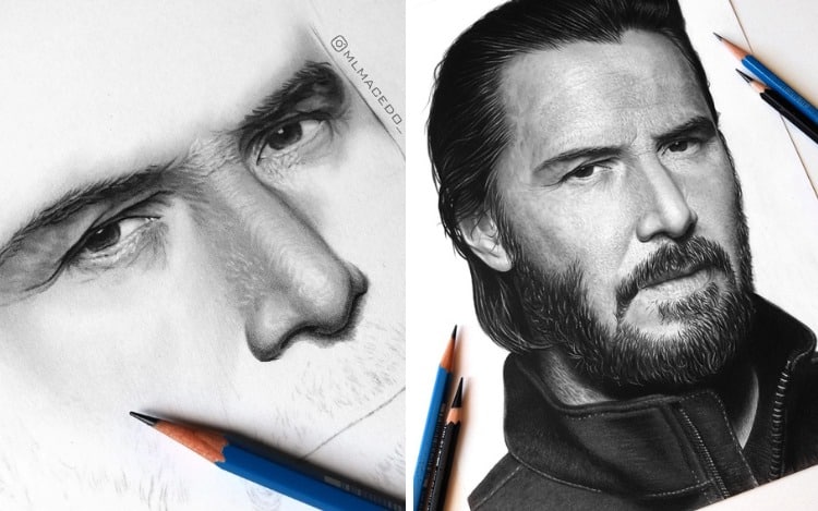 Realistic Drawing of Keanu Reeves by Matheus Macedo